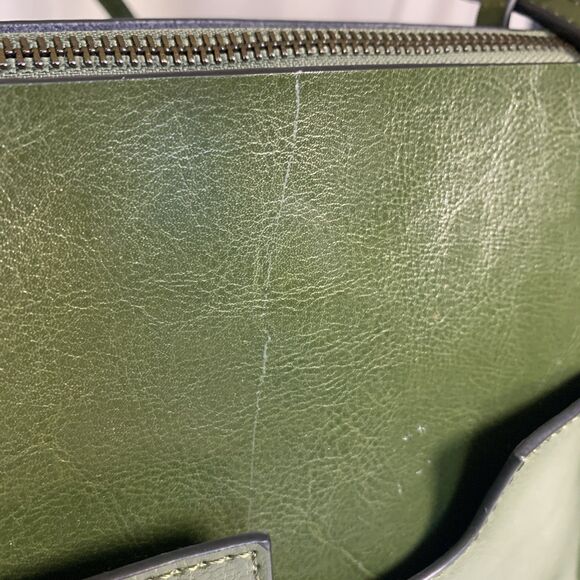 MDBM Maison de Beauté Provence Green Leather Front Pocket Tote Handbag w/ pouch - Picture 4 of 16